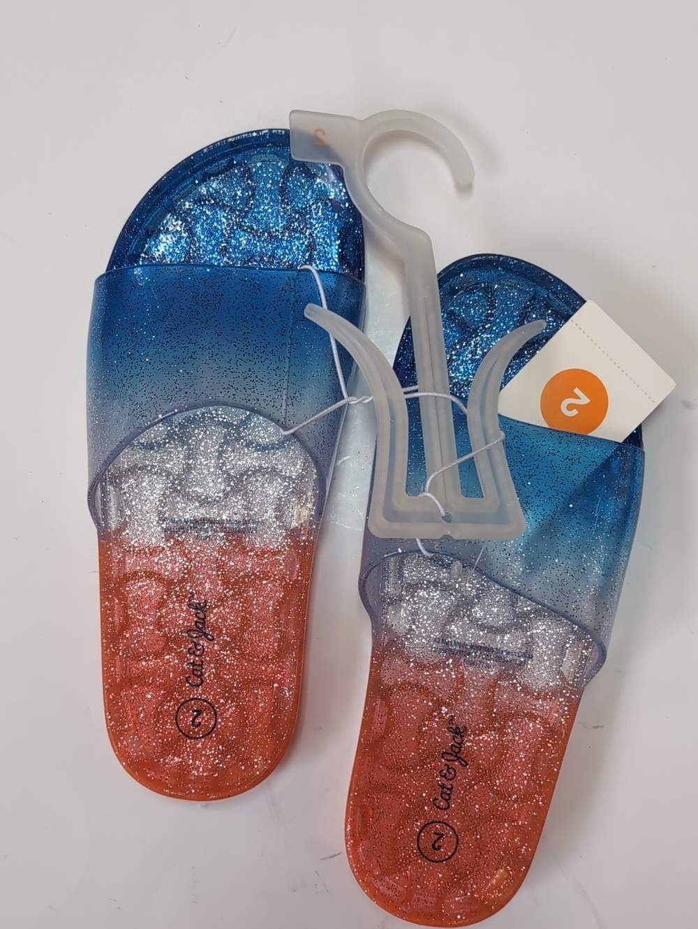 Cat & Jack Glitter Gradient Slide Sandals in Blue and Orange